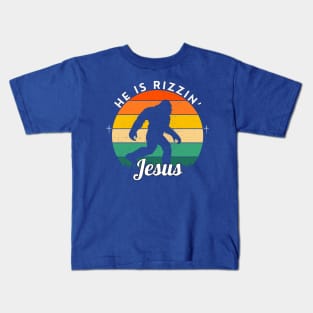 HE IS RIZZIN BIG YETTI JESUS Kids T-Shirt